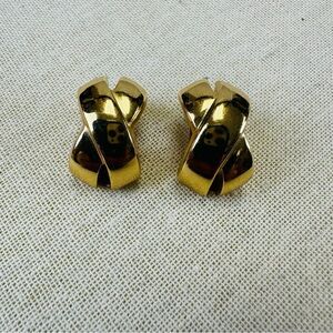 Christian Dior goldtone X clip earrings Vintage 90s Retro Classic Old Money